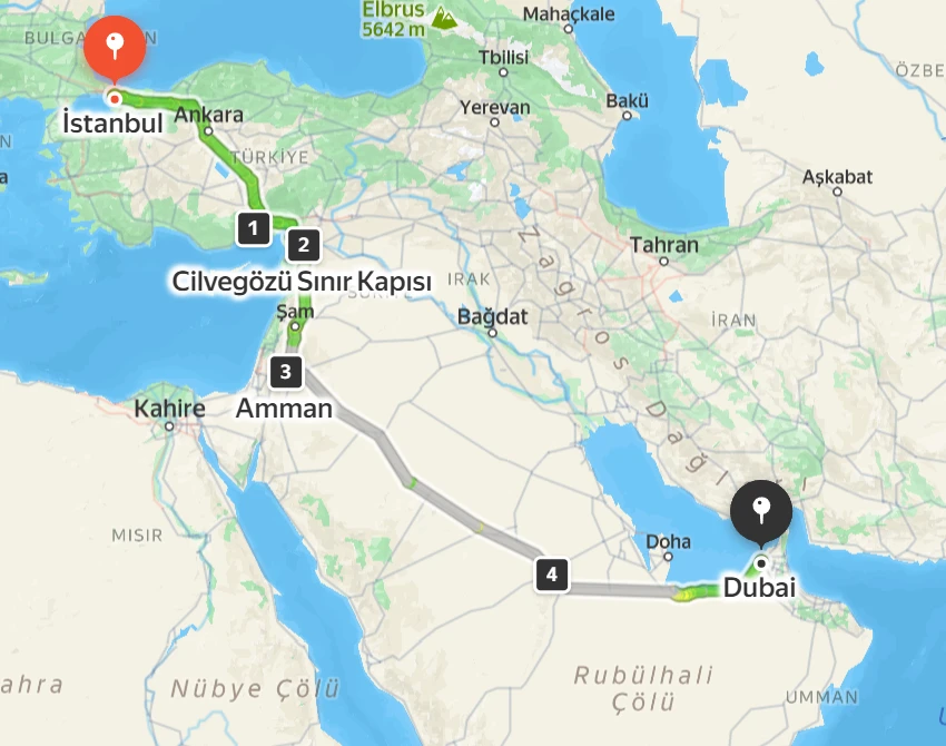 Körfez Ülkeleri nakliye güzergahları